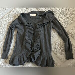 Zara Y2K Gray Ruffled Cardigan Women’s Small